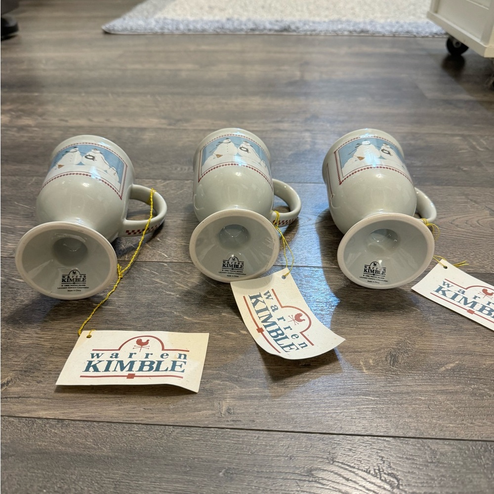 Set of 3 Vintage Warren‎ Kimble 1996 Enesco Snowman Pedestal Cups NWT - Picture 7 of 10
